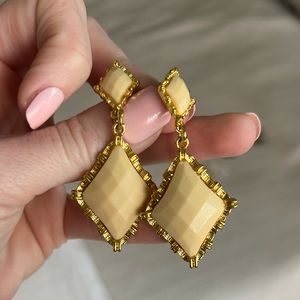 Vintage Ivory Cream and Gold Drop Earrings